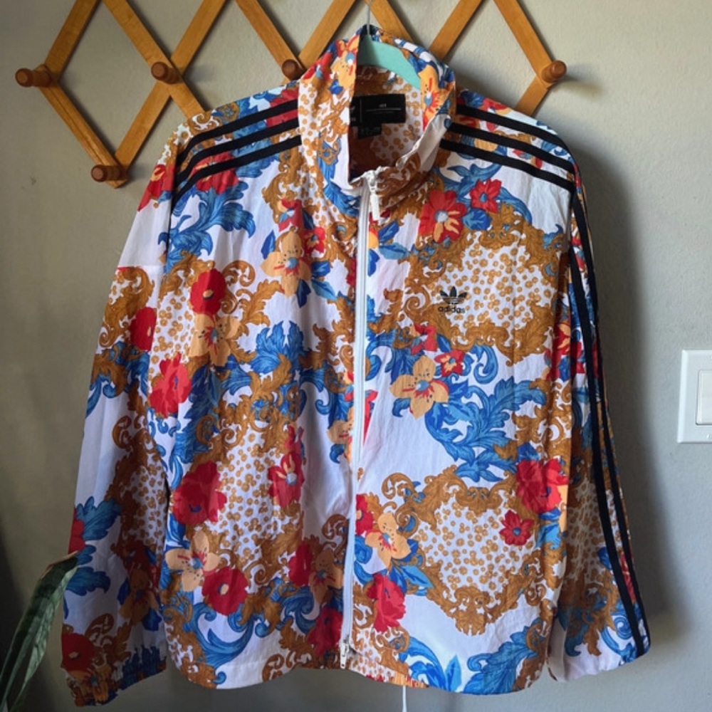 adidas Multicolor Floral Baroque Track Jacket — White, Blue, Red & Gold